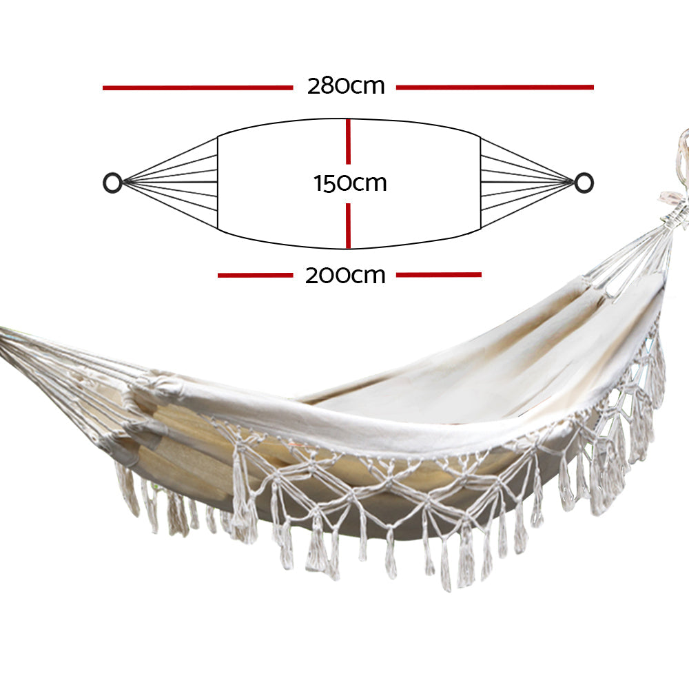 Armadale Boho Tassel Hammock Swing Bed - Cream